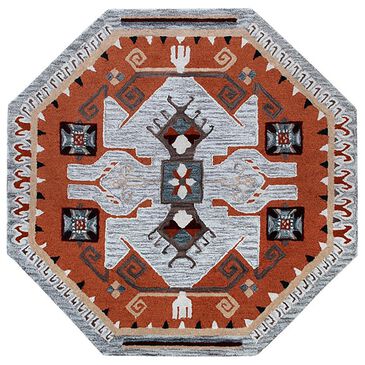 L&R Resources Sinuous Textile Southwestern 4" Octagon Terracotta, Gray and Blue Area Rug, , large