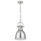 Golden Lighting Duncan 1-Light Small Pendant with Chain and Chrome Shade in Pewter, , large