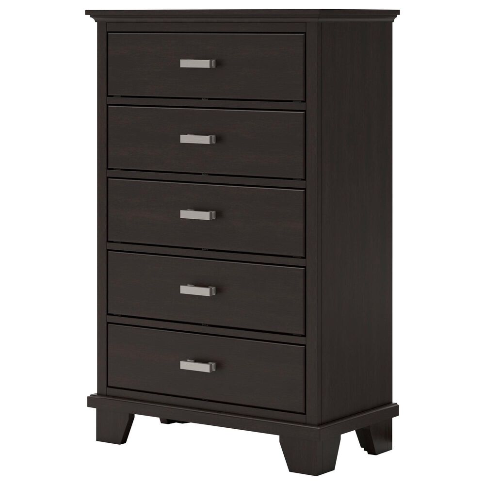Ashley Covetown 5-Drawer Chest in Dark Brown, , large