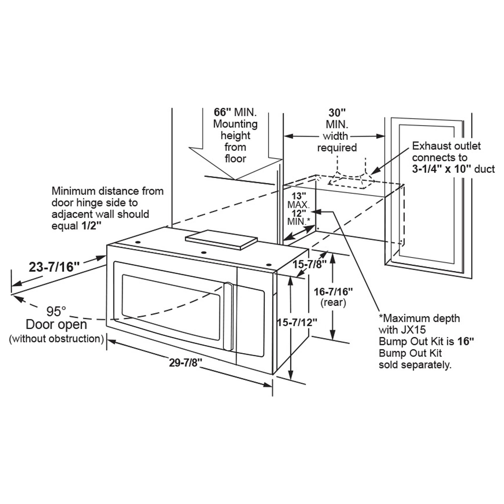 Ge 1.6 cu ft top microwave over the range