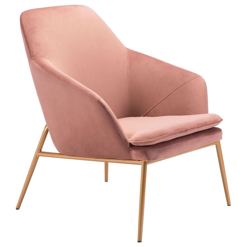 Zuo Modern Debonair Arm Chair in Pink and Gold, , large