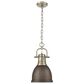 Golden Lighting Duncan 1-Light Small Pendant with Chain and Rubbed Bronze Shade in Aged Brass, , large