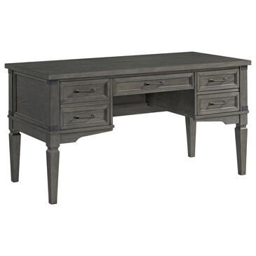 Hawthorne Furniture Foundry 5-Drawer Half Pedestal Desk in Brushed Pewter, , large