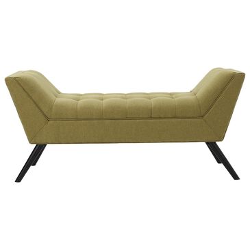Noble House Demi Bench with Green Cushion in Dark Brown, , large