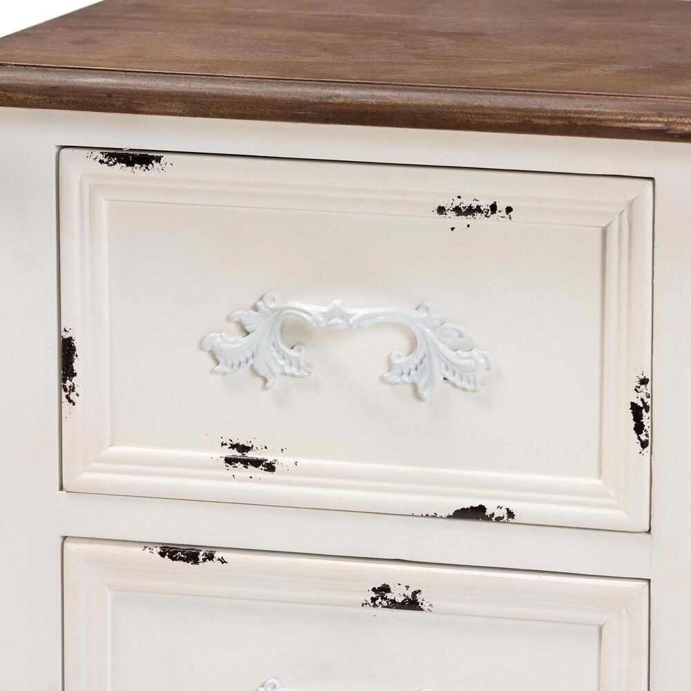 Baxton Studio Levron 2-Drawer End Table in Walnut Brown and Antique White, , large