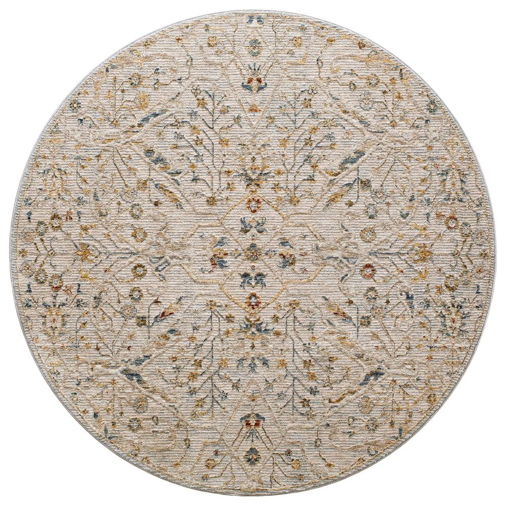 Surya Reina Light Gray, Denim, Cream, Tan, Light Brown, Rust, Mustard and Olive 5&#39;3&quot; Round Area Rug, , large