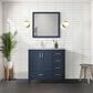Lexora Home Jacques 36" Left Offset Single Bathroom Vanity in Navy Blue with 2 cm White Cultured Marble Top and Rectangular Sink, , large