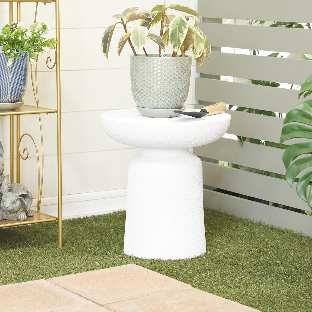 Maple and Jade Outdoor End Table in White, , large