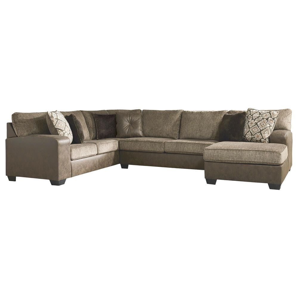 Signature Design by Ashley Abalone 3-Piece Right Facing Stationary Sectional with Chaise in Brown, , large