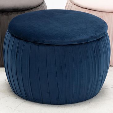 Tov Furniture Fleur Storage Ottoman in Navy, , large