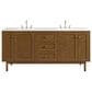 James Martin Laurent 72" Double Bathroom Vanity in Honey Oak with 3 cm White Zeus Silestone Top and Rectangular Sinks, , large
