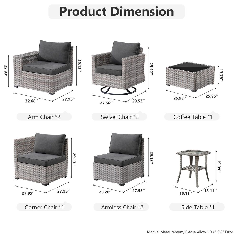 HOMLUX 9-Piece Wicker Sectional Patio Furniture Set in Black, , large