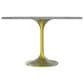 Leisuremod LeisureMod Verve Collection 48 Round Dining Table, Brushed Gold Base with Laminated White Marbleized Top, , large