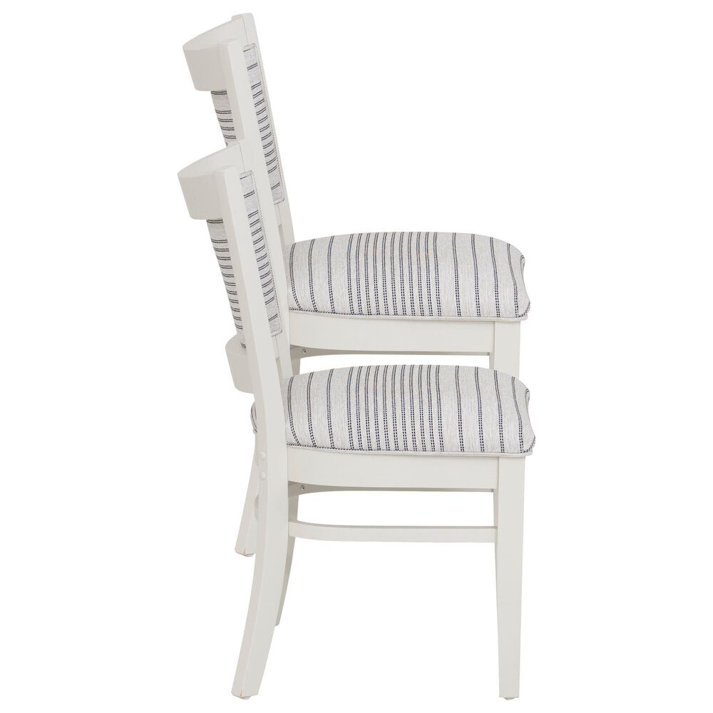 Linon Home Decor Lainey Side Chair with Light Grey Stripe Cushion in White (Set of 2), , large