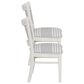 Linon Home Decor Lainey Side Chair with Light Grey Stripe Cushion in White (Set of 2), , large
