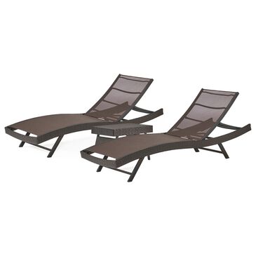 Noble House Kauai 3-Piece Patio Chaise Lounge Set in Multi Brown, , large