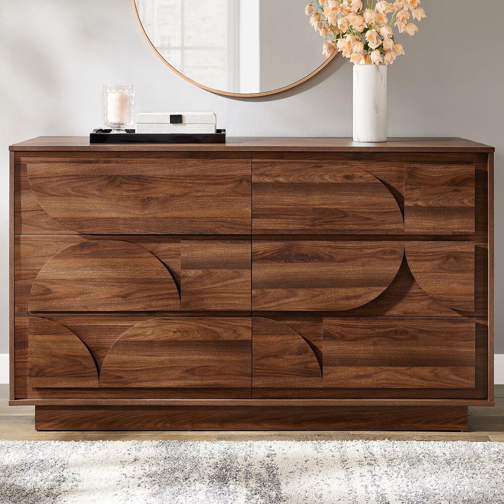 Modway Bulwark 6-Drawer Dresser in Walnut, , large