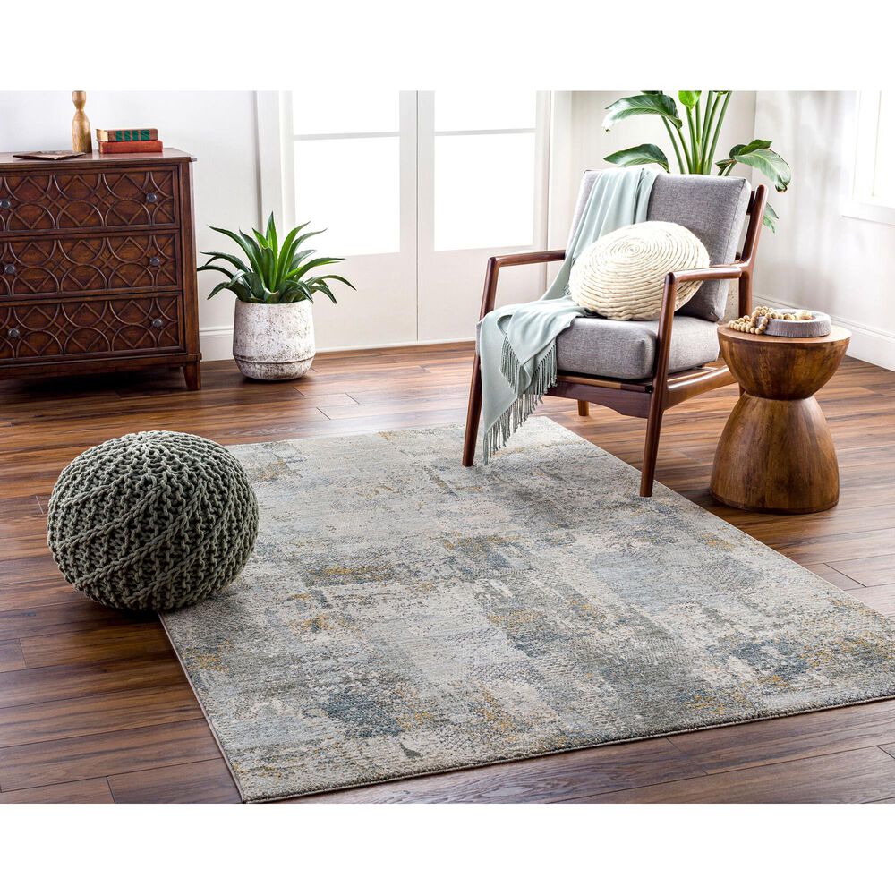 Surya Dresden Dusty Sage, Taupe, Deep Teal, Off-White, Ink Blue, Light Gray and Mustard 6'7" x 9'6" Area Rug, , large
