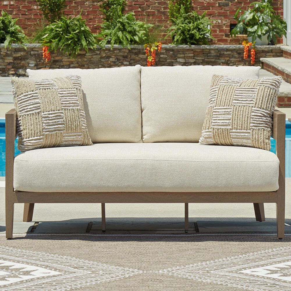 Ashley Serene Bay Patio Loveseat in White, , large