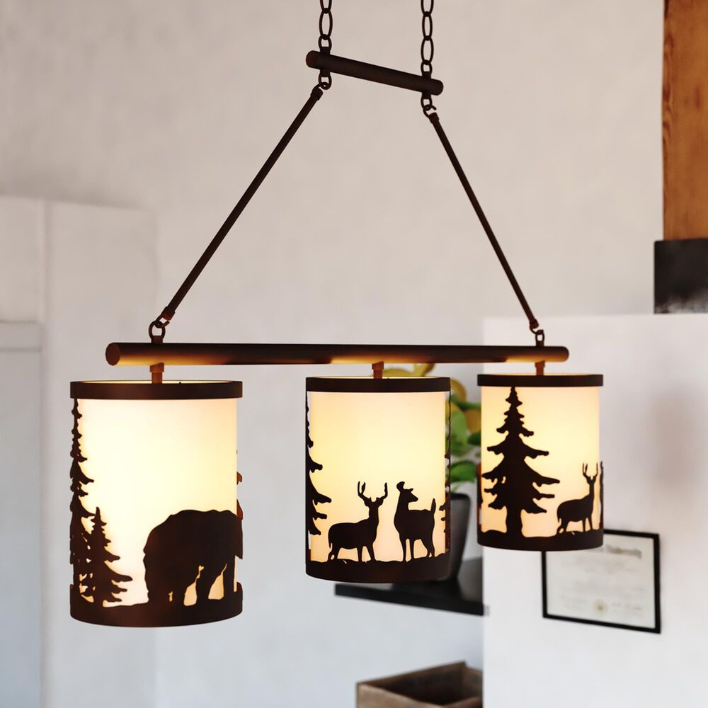 Vaxcel International Co. Ltd. Acadia 3-Light Linear Chandelier in Bronze, , large