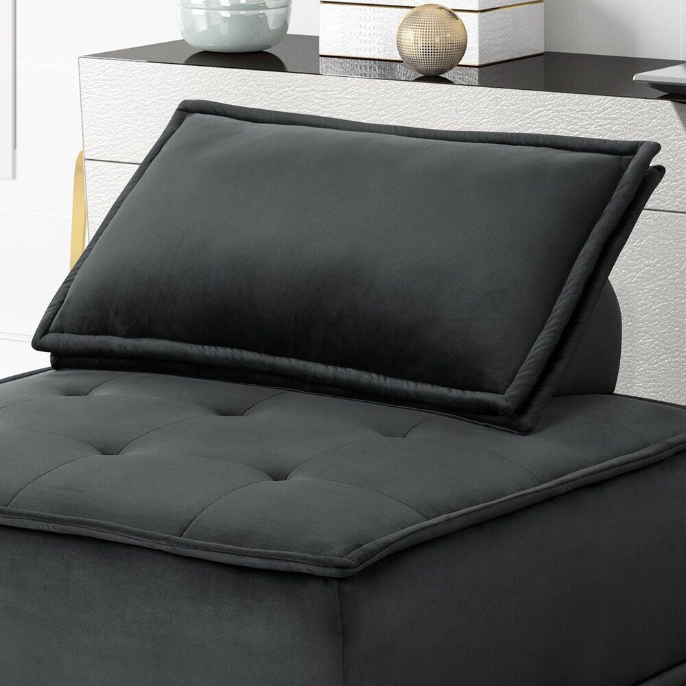HOMLUX Anna D 5-Piece Stationary Sectional Sofa in Black Velvet, , large