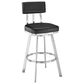 Blue River Benjamin Swivel Counter Stool with Black Cushion in Brushed Stainless Steel, , large