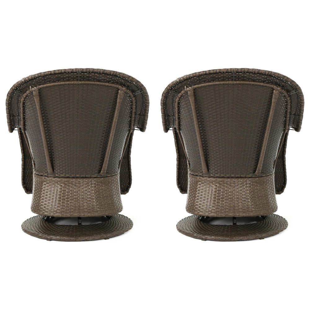 Hearth and Haven Liam Swivel Club Chair with Beige Cushion in Brown &#40;Set of 2&#41;, , large