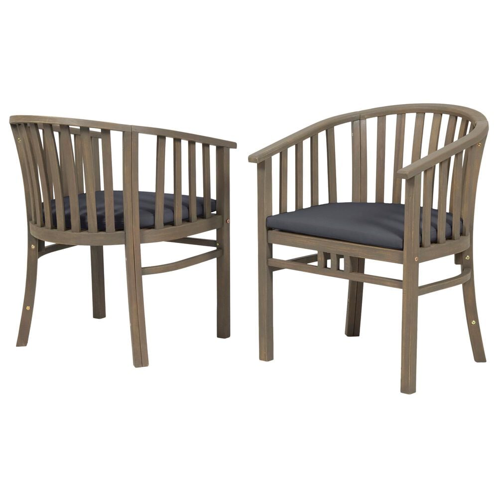 Hearth and Haven Outdoor Wooden Dining Chairs with Grey Frame in Dark Grey (Set of 2), , large