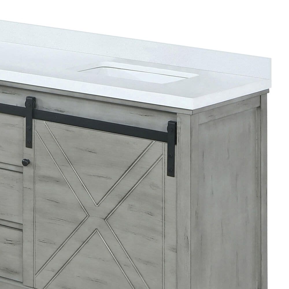 Lexora Home Marsyas 80&quot; Double Bathroom Vanity in Ash Grey with 2 cm White Cultured Marble Top and Rectangular Sinks, , large