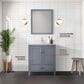 Lexora Home Jacques 30" Single Bathroom Vanity in Dark Grey with 2 cm White Carrara Marble Top and Rectangular Sink, , large