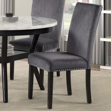 New Heritage Design Celeste Side Chair with Gray Cushion in Black, , large