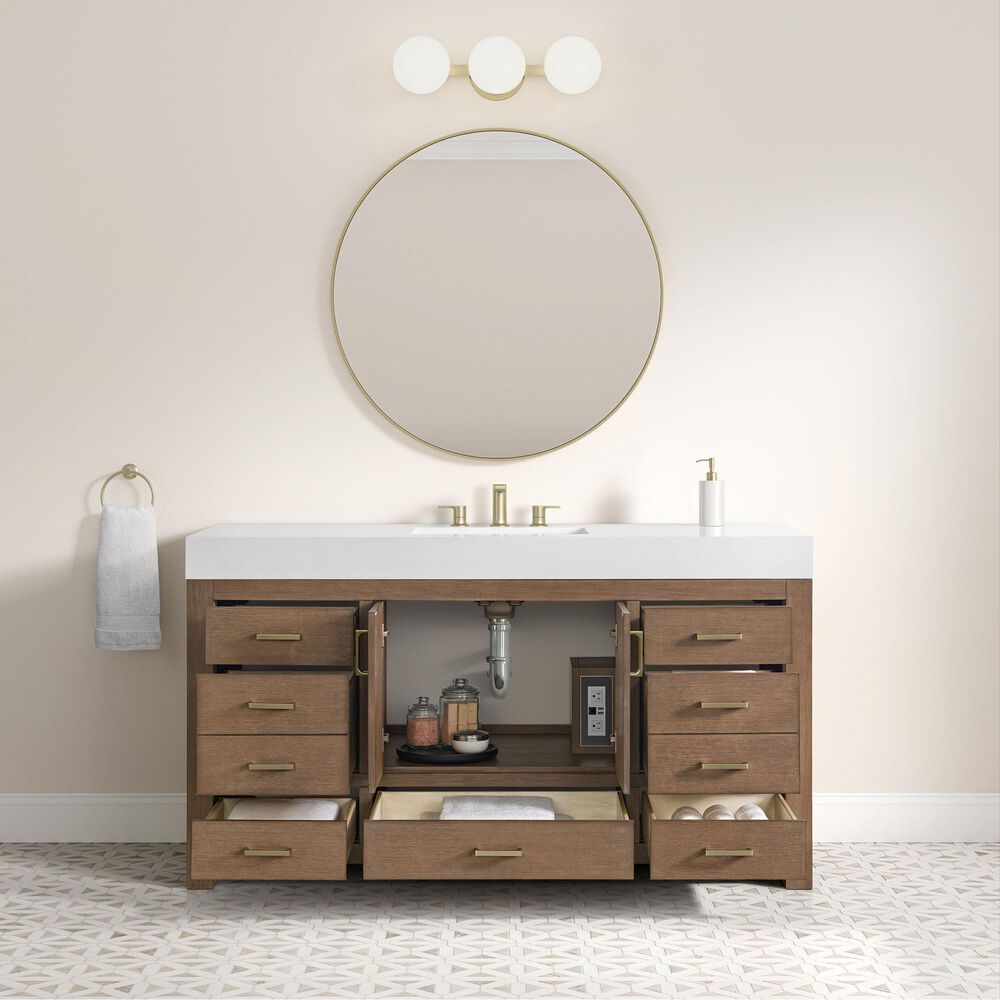 37B Alanya 60" Single Bathroom Vanity in Walnut Drift with White Composite Stone Top, , large