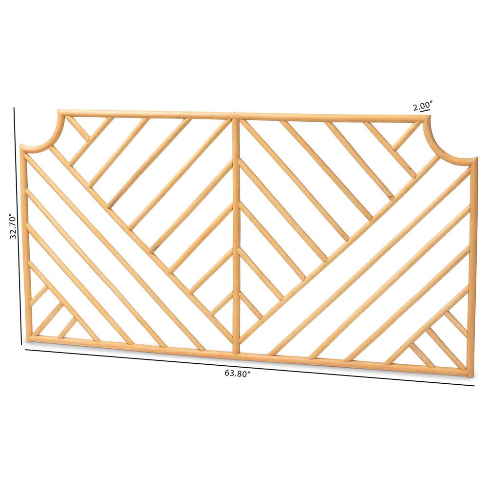 Baxton Studio Giza Queen Slat Headboard in Natural Brown, , large