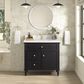 James Martin Vanities Lorelai 36" Single Vanity in Black Onyx with Single Hole 3 cm White Zeus Quartz Top & Backsplash, , large