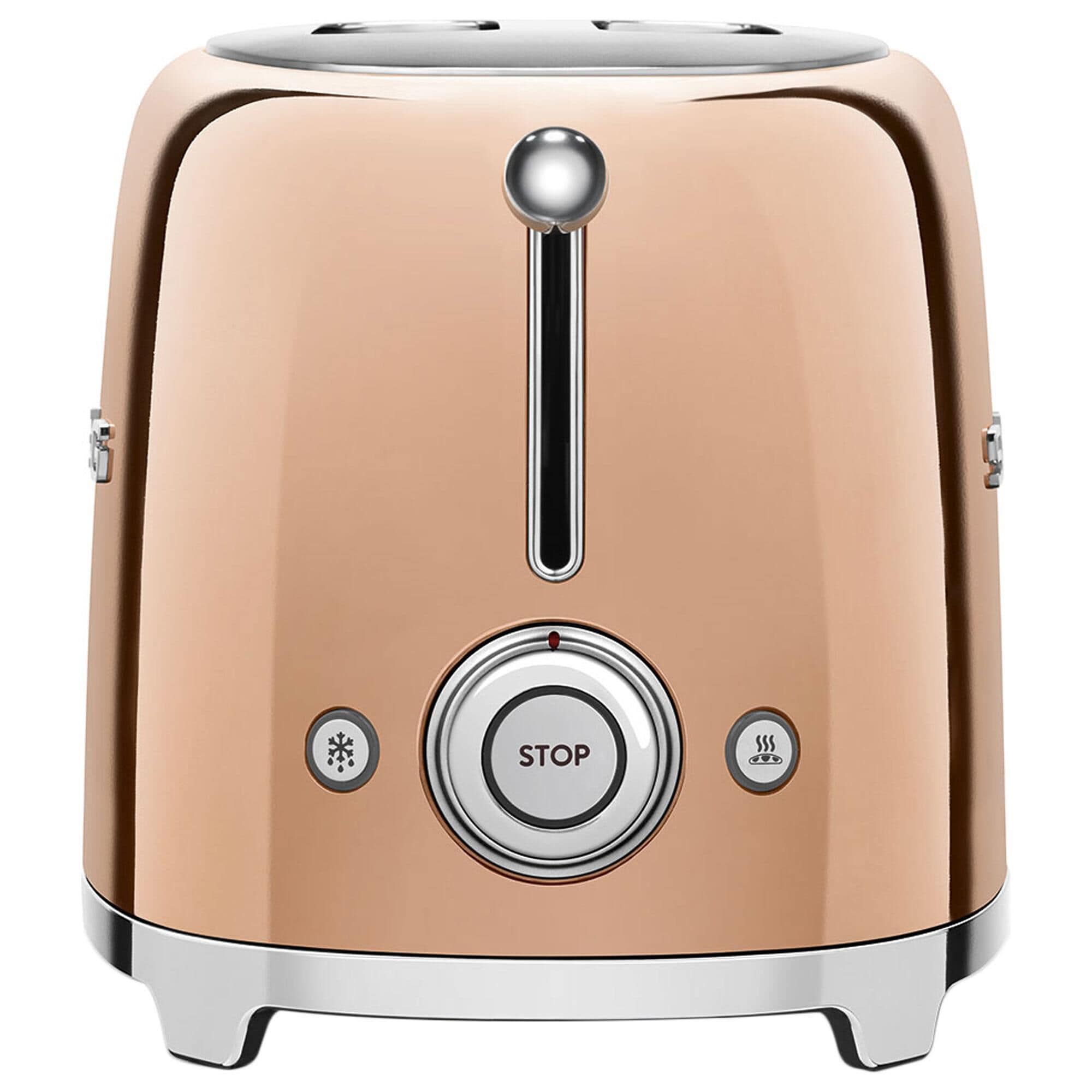 Smeg 2 Slice Retro Style Toaster in Rose Gold and Stainless Steel NFM