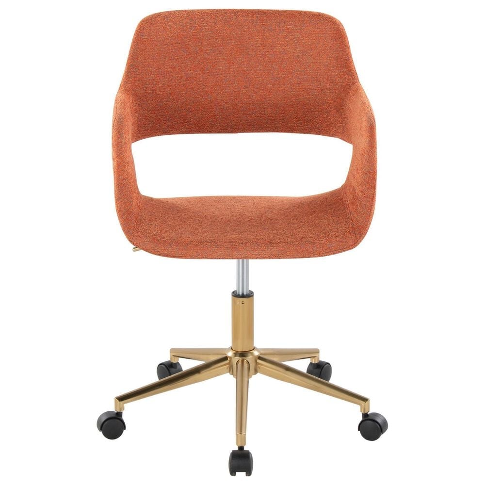 Lumisource Margarite Task Chair with Orange Fabric Cushion in Black, , large