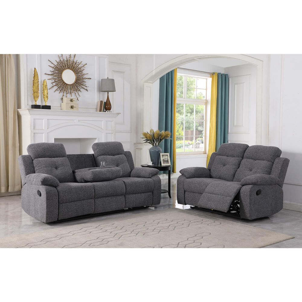 Titanic Furniture Bellinda Manual Reclining Loveseat in Gray, , large