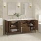 James Martin Vanities Mirin 72" Double Vanity in Mid-Century Walnut with 3 cm Arctic Fall Solid Surface Top, , large