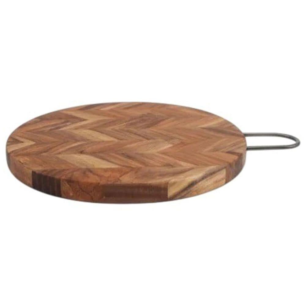 Housewares International 12" Round Board with Handle in Brown, , large