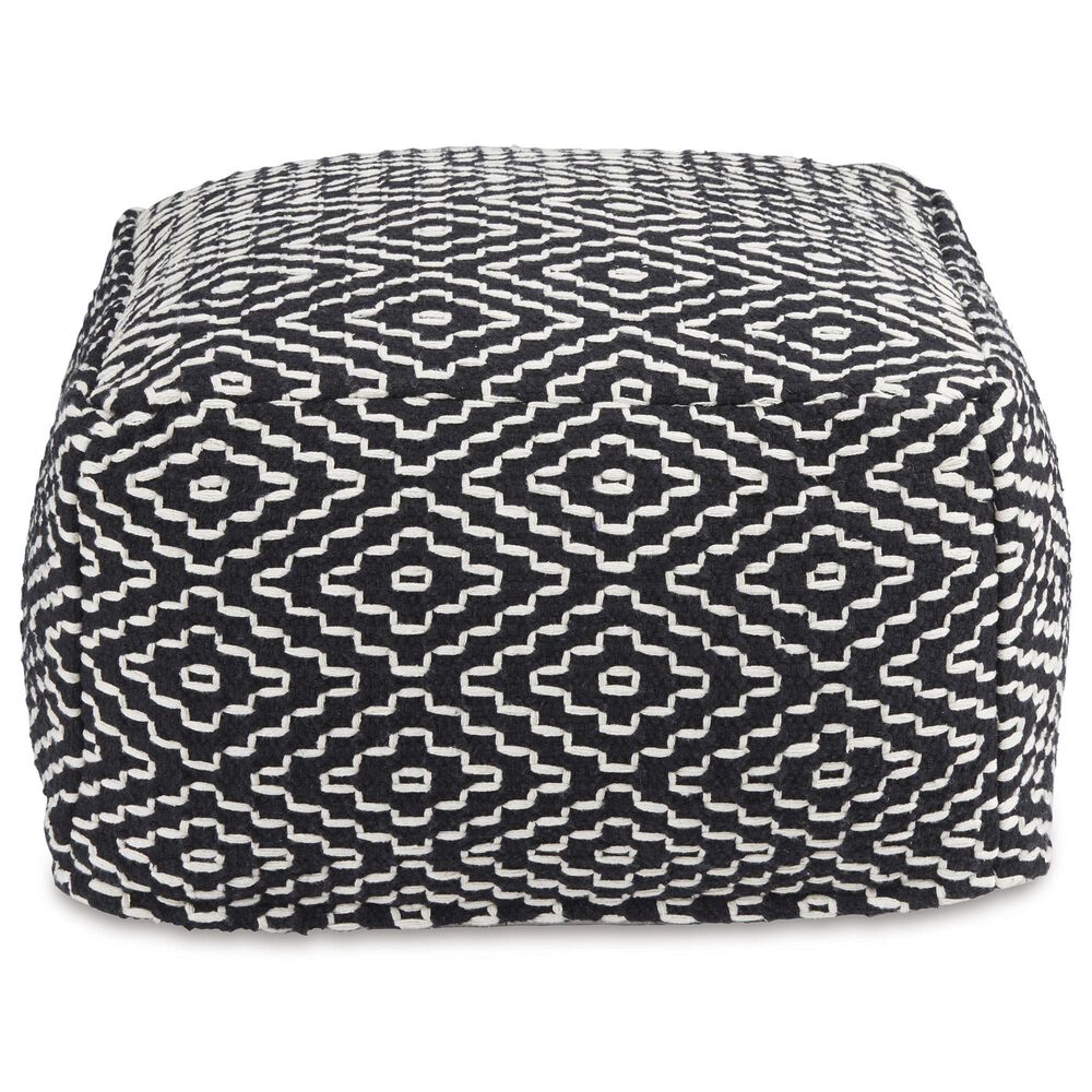 Ashley Jasett Pouf in Black and Ivory, , large
