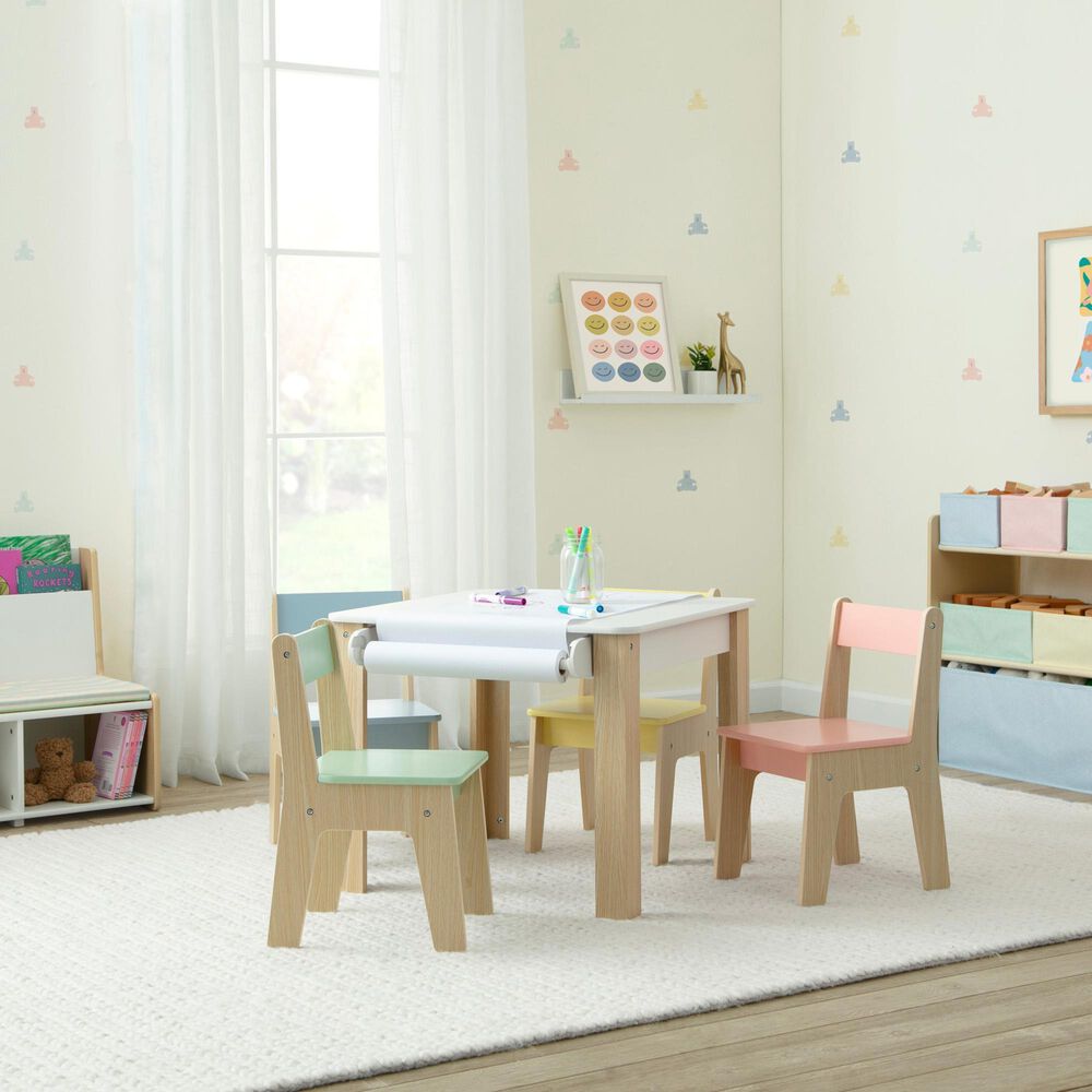 Delta Children GapKids 5-Piece Table and Chair Set with Paper Roll Holder in Pastel, , large
