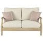 Ashley Clare View Loveseat with Beige Cushion in Antique Teak, , large