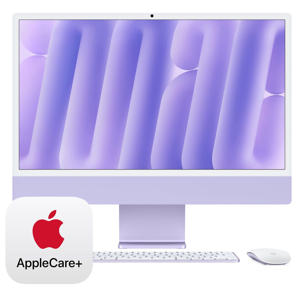 Apple 24-Inch iMac All-in-One Desktop - Apple M4 chip - 10-core CPU - 16GB RAM - 10-core GPU - 256GB SSD in Purple with 3-Year AppleCare+, , large
