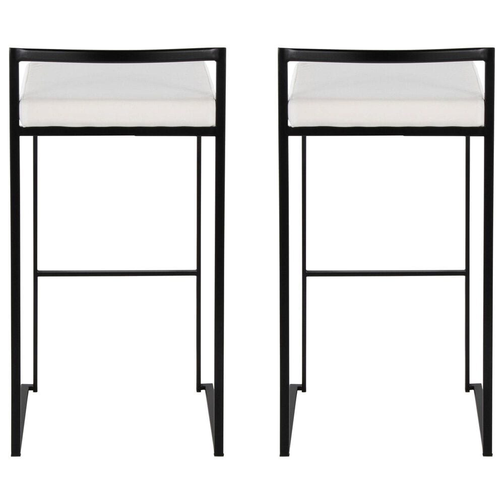 Lumisource Fuji Stackable Barstool with White Velvet Cushion in Black &#40;Set of 2&#41;, , large