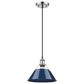 Golden Lighting Orwell 1-Light Medium Pendant with Matte Navy Shade in Pewter, , large