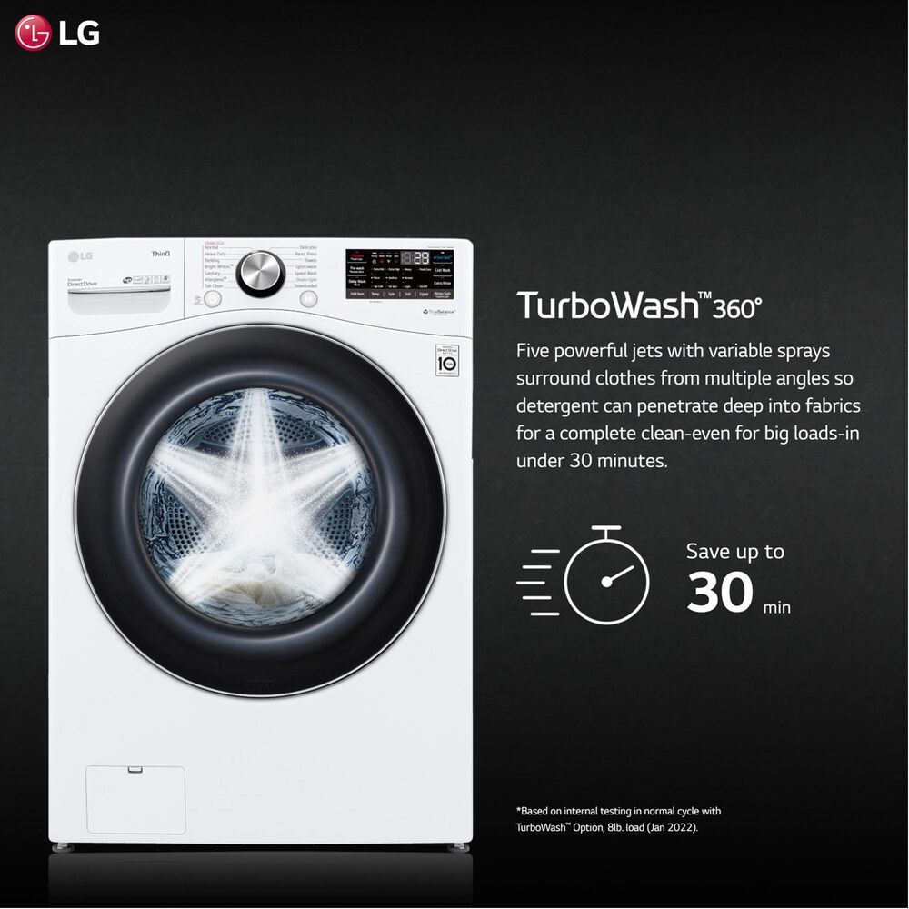 LG 5.0 Cu. Ft. Front Load Washer with TurboWash 360 in White, , large