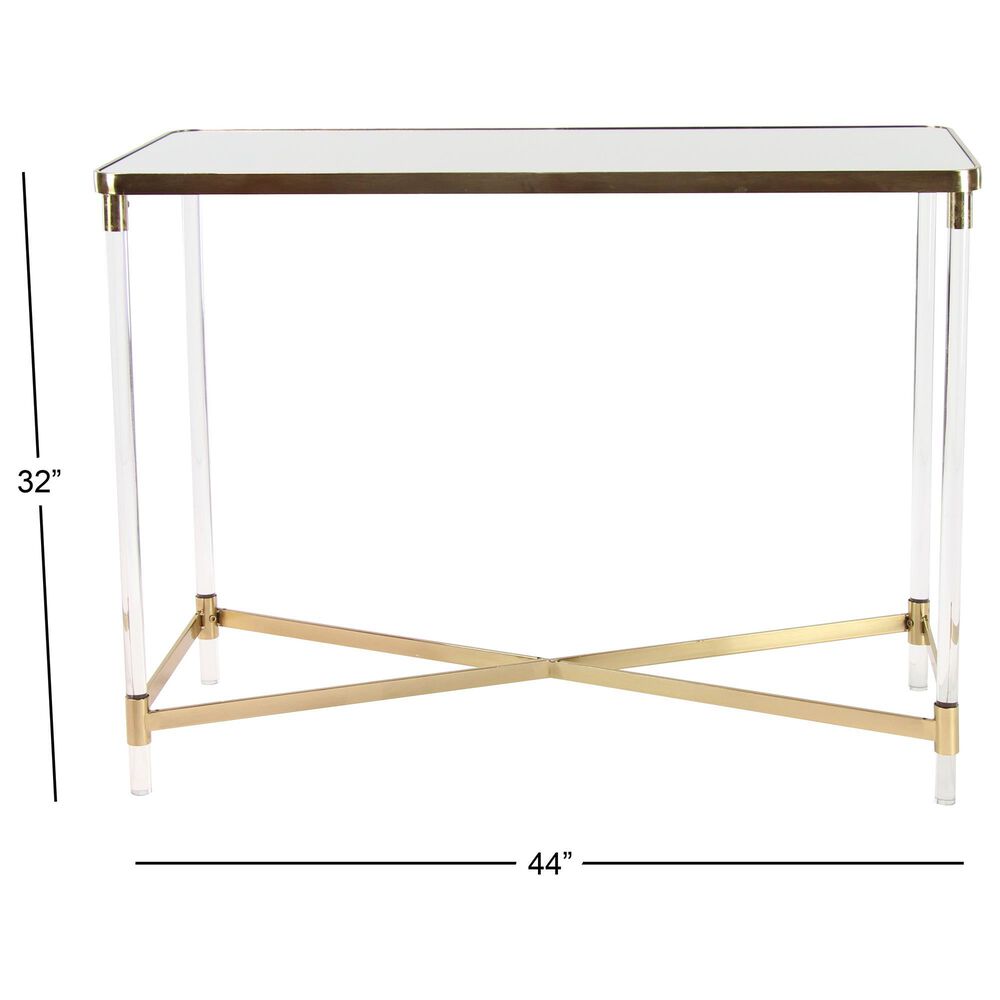 Maple and Jade 32" Rectangular Console Table with Mirrored Top in Gold, , large
