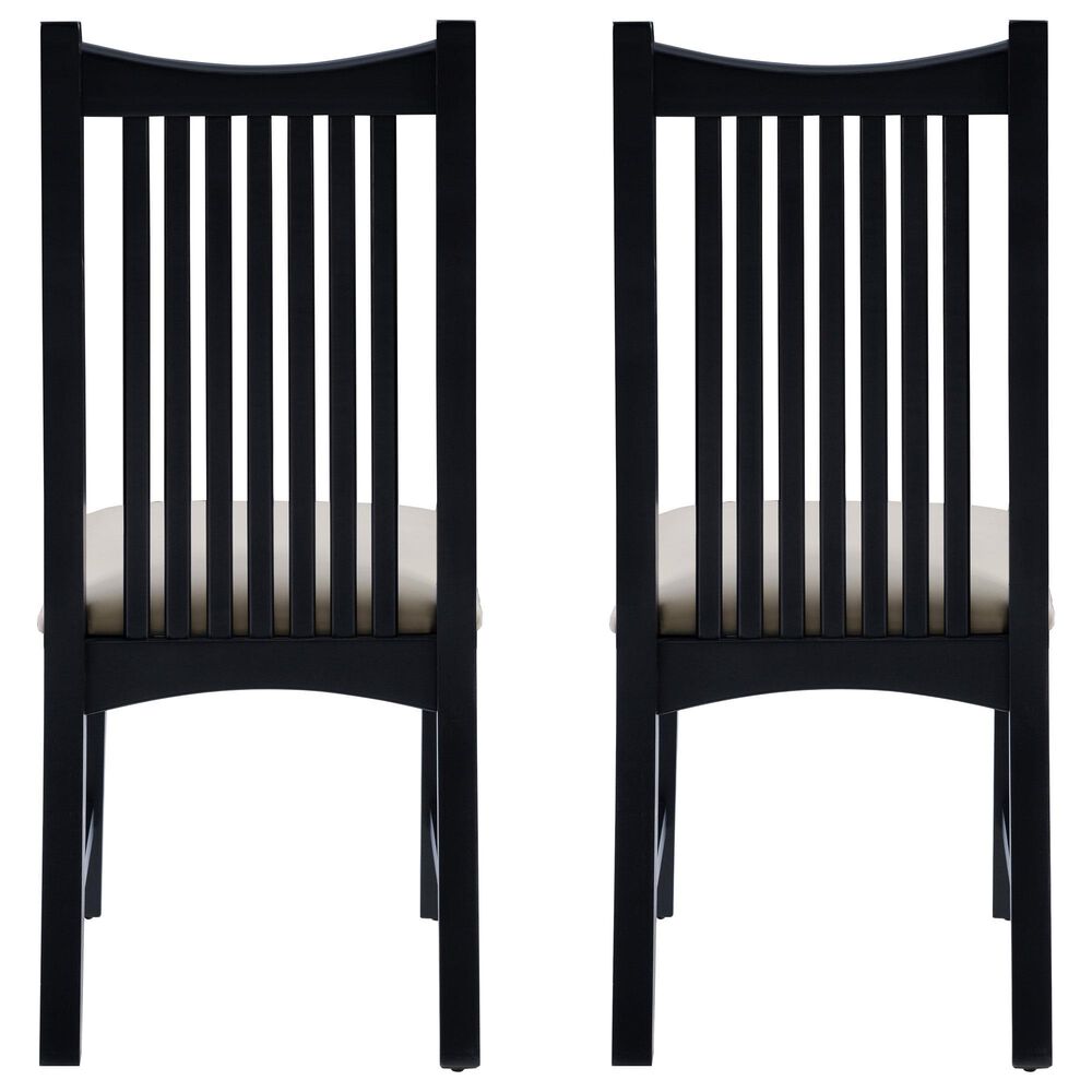 Linon Home Decor Bonnie Side Chair with Light Grey Faux Leather Cushion in Black (Set of 2), , large