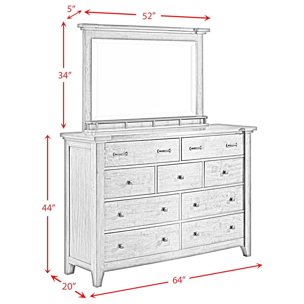 Mayberry Hill Gage 9 Drawer Dresser and Mirror in Chestnut, , large