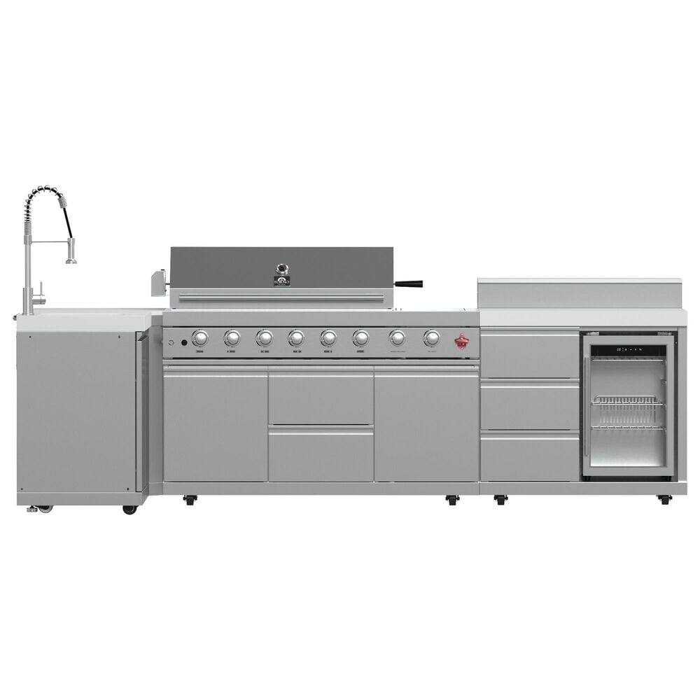 Forno Bulnes 4-Piece Outdoor Kitchen Grill Set with Beverage Center in Stainless Steel and White, , large